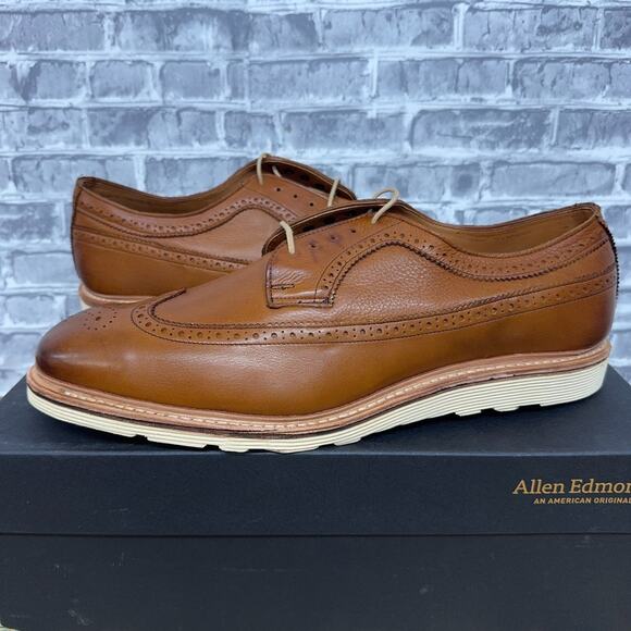 Allen Edmonds Shannon Drive Tan Wingtip Derby Leather 1646 Mens Size 14 E New - Picture 1 of 7